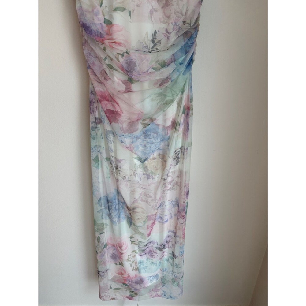 Amanda Uprichard Lyle Sheer Floral Midi rouged pastel Dress Womens MD bridal EUC - Picture 7 of 16